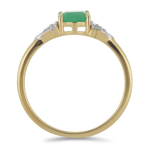 BUY 925 SILVER NATURAL EMERALD WITH WHITE ZIRCON GEMSTONE CLASSIC RING